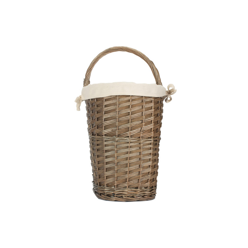 Wicker Stair Storage Basket with Lining, Grey