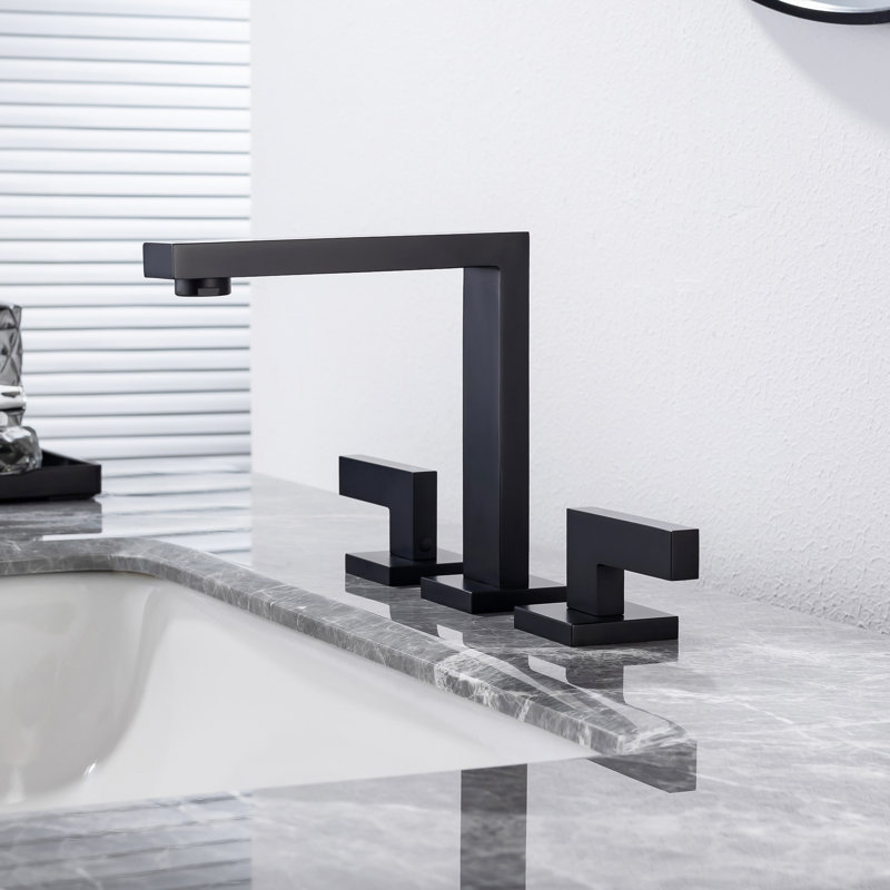 Widespread 2-handle Bathroom Faucet with Drain Assembly, Matte Black