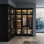 Armoire de 74,8 po de hauteur avec poteaux suspendus et portes d'armoire en verre transparent