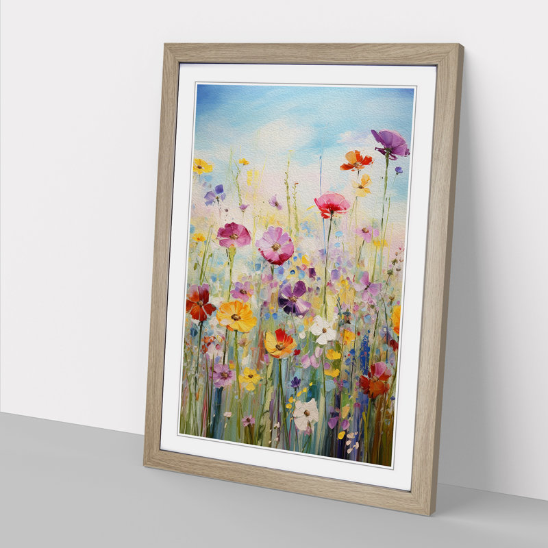 Wildflowers Impressionism Art - Framed Print, Oak Framed, 46cm H x 34cm W