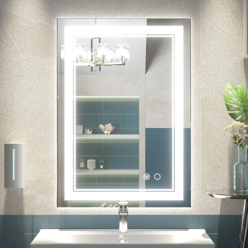 Miroir de salle de bain avec éclairage à DEL à intensité variable et miroir antibuée 3 couleurs Johnn, 20 po x 28 po