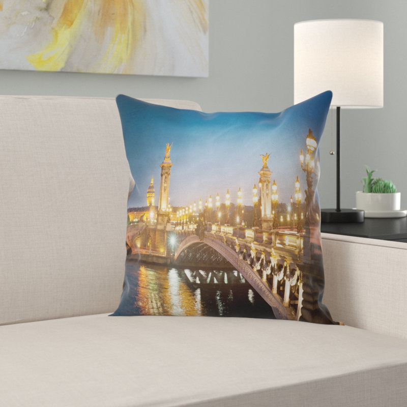 Coussin décoratif pont photo cityscape alexandre iii, 16 po x 1 po, Coussin décoratif