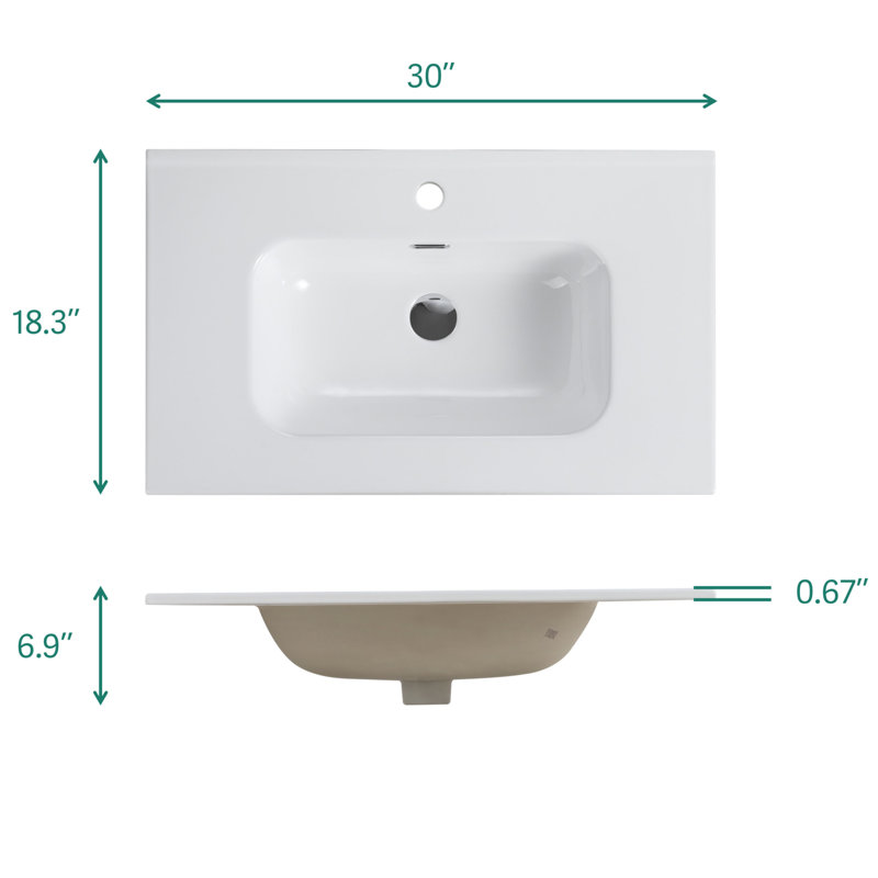 BB09-30-311, cuve en céramique blanche intégrée, bonde non incluse