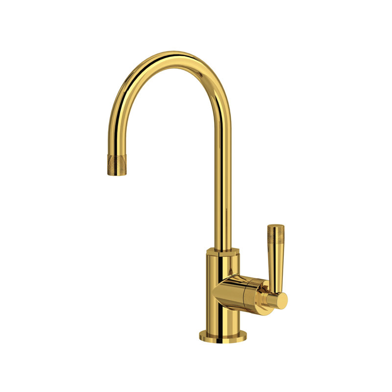Graceline Bar/Food Prep Kitchen Faucet With C-Spout, Unlacquered Brass
