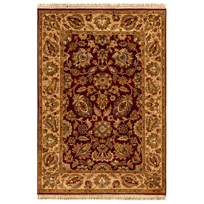 Hand-Knotted High-Quality Red and Gold Area Rug