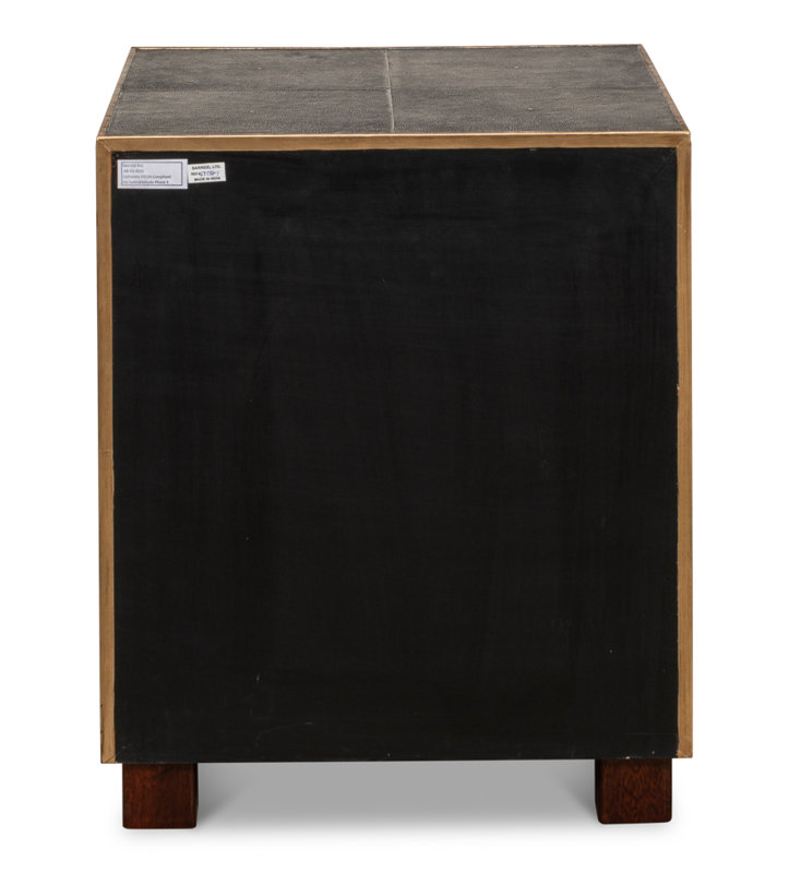 Shagreen 3 - Drawer Solid Wood Nightstand, Antique Gray