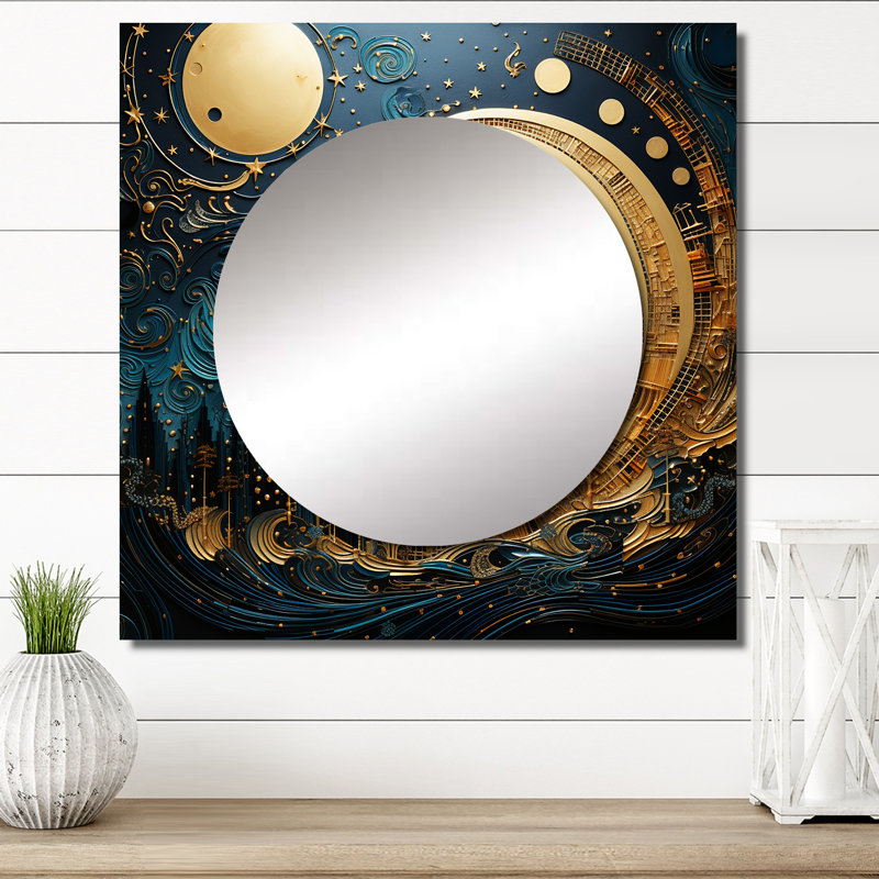 Anoosha - Moon Large Square Mirror For Wall Art Decor, 29" x 29"
