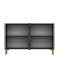 Console moderne avec marbre - marbre anthracite et éphèse, panneau de particules enduit 100% mélamine, épaisseur de 0,7 pouce | Plusieurs tablettes, fixation murale, élégantes décorations dorées-1914052970