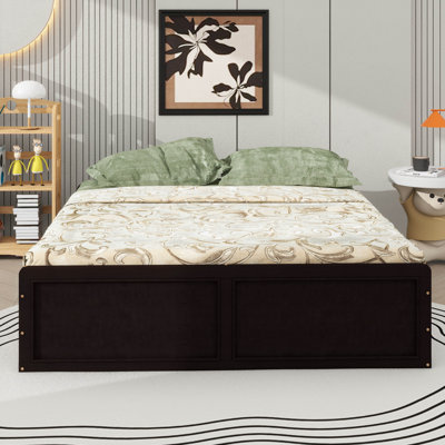 Wood Platform Bed Frame For Queen Size With Six Drawers