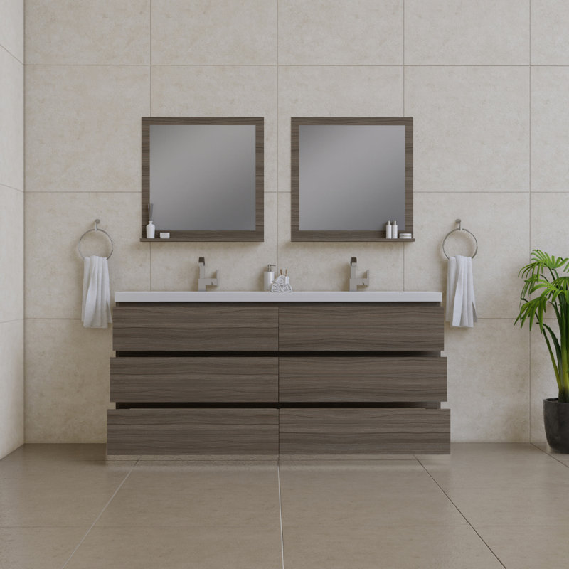 Ensemble de meuble-lavabo double 72 po Arjina, Gris