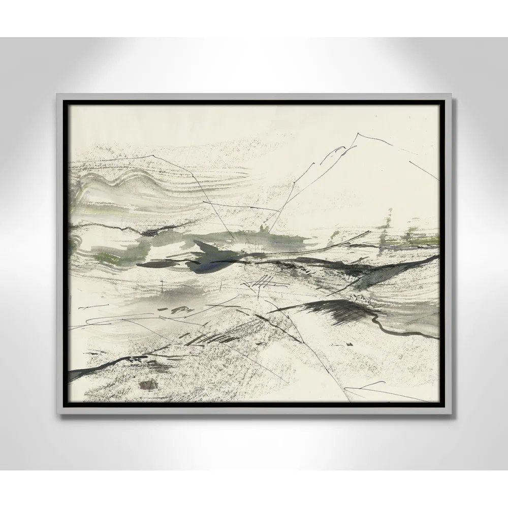 Green Sketches Print by PI Studio, 17.5" H x 21.5" W x 2" D, Silver Floater Framed, No Mat