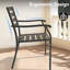 Outdoor 5 Pieces Dining With 4 Stackable Black Metal Chairs And 40.6" Round Table, Spliced Slatted Tabletop, Long - Term Durability Wide Seat Comfortable , Rust Frame-1185089093