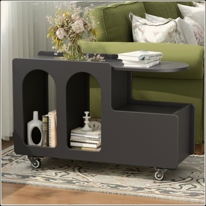 Table de bout mobile polyvalente avec roues verrouillables et beaucoup de rangement, idéale pour n'importe quelle pièce de votre maison.
