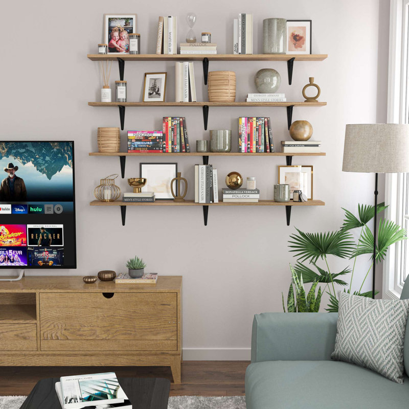 Paulownia Floating Shelf, 5.6" H x 48" W x  6" D