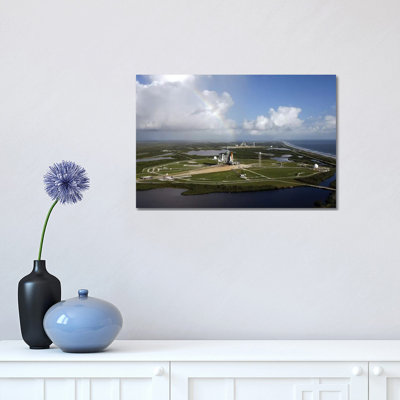 Space Shuttle Atlantis And Endeavour Sit On Their Launch Pads At Kennedy Space Center by Stocktrek Images - Wrapped Canvas Print