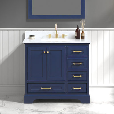 Dashan 36'' Single Bathroom Vanity with Carrara Marble Top