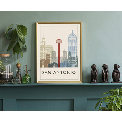 San Antonio Illustration US Cities Poster, Unframed Print, Texas State Wall Art Poster