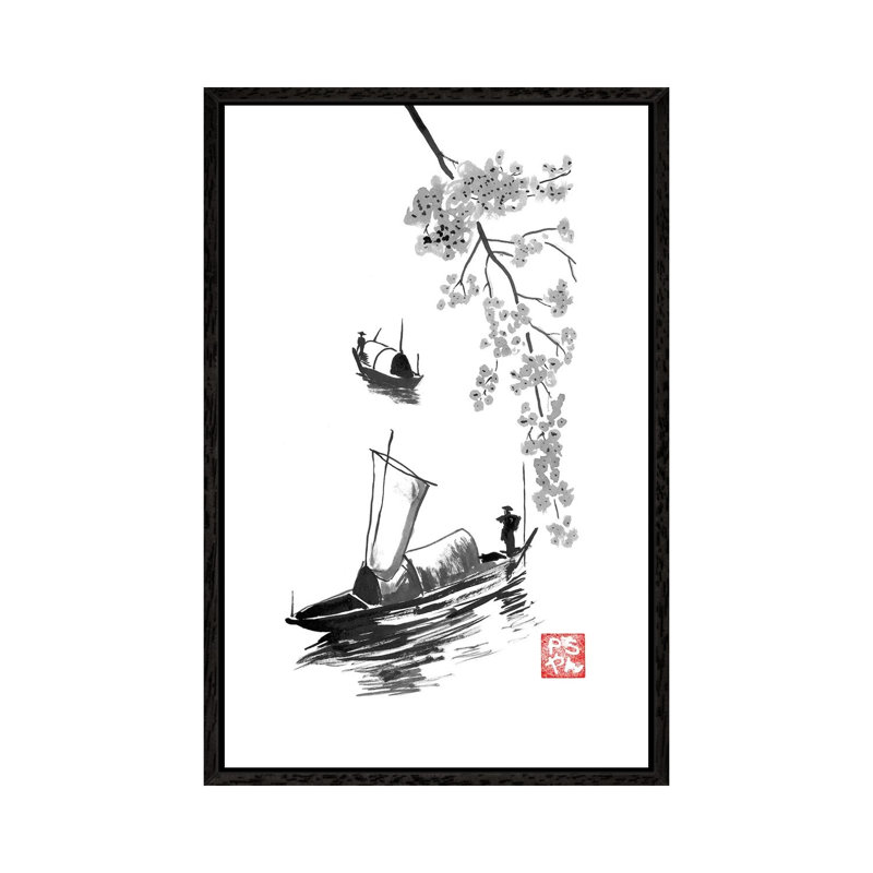 Fishermen by Péchane - Print on Canvas, Black Framed, 152.5 cm H x 101.5 cm W