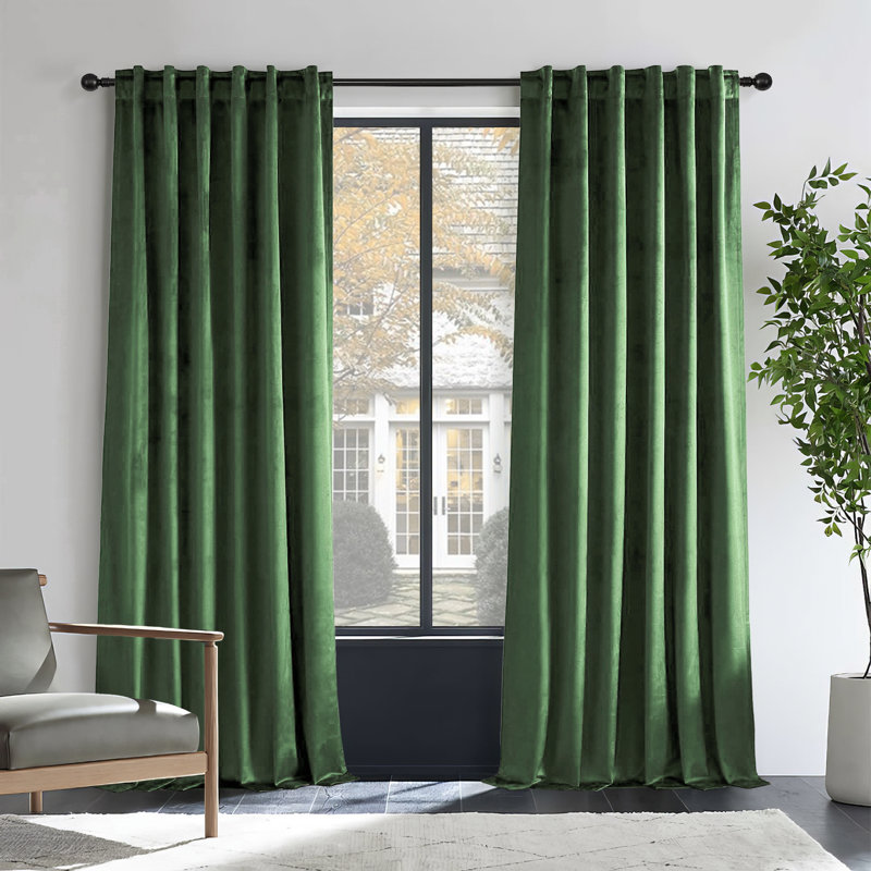 Paire de rideaux occultant avec passe-tringle Ike, L 52 po x L 84 po, Vert