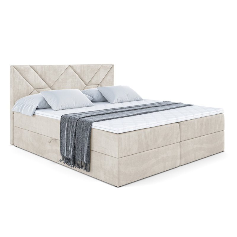 Bed, 180cm W x 200cm L, Beige Cream