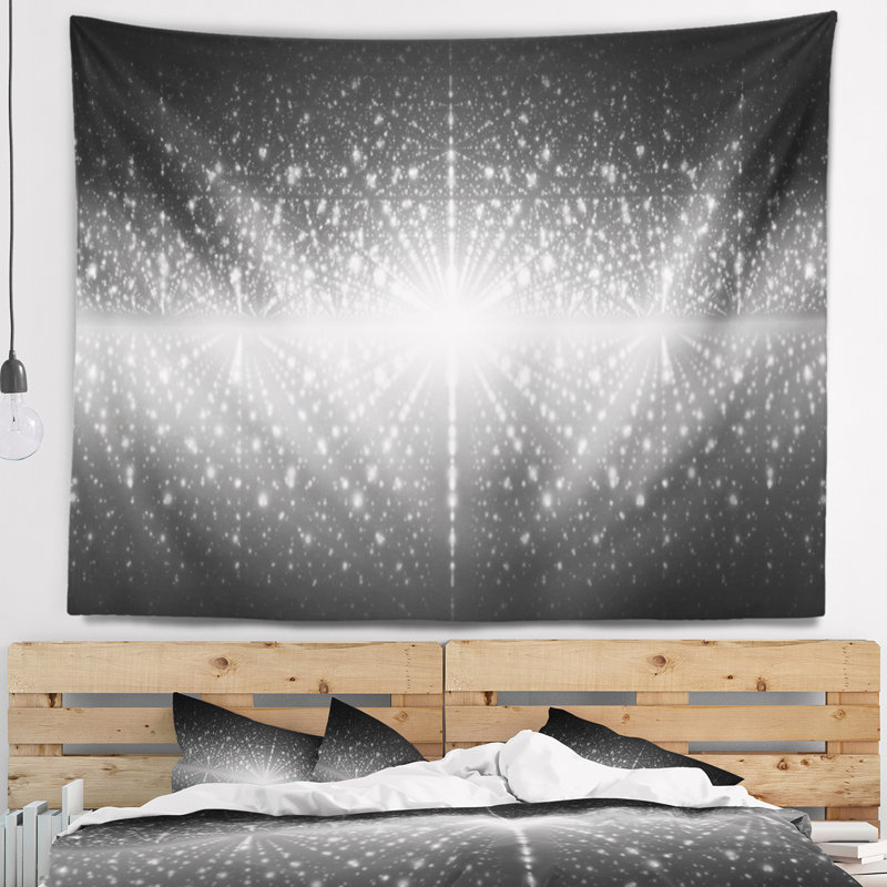 Tapisserie abstrait galaxie avec étoiles en éclairage, H 50 po x l 60 po