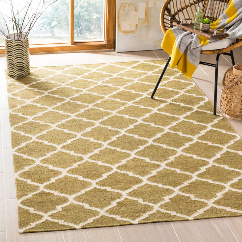 Milltown Hand Woven Flat Weave Wool Geometric Rug, Rectangle 4' x 6'