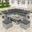 Patio Rattan Furniture Set with an Adjustable Table, Recliners with Extendable Side Tables