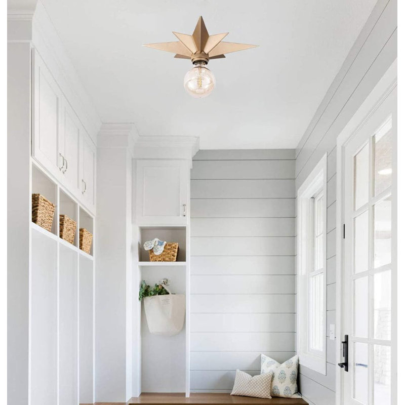 Star Flush Mount Ceiling Light - Perfect for Bedroom, Study, Hallway and Entryway, ‎Brass