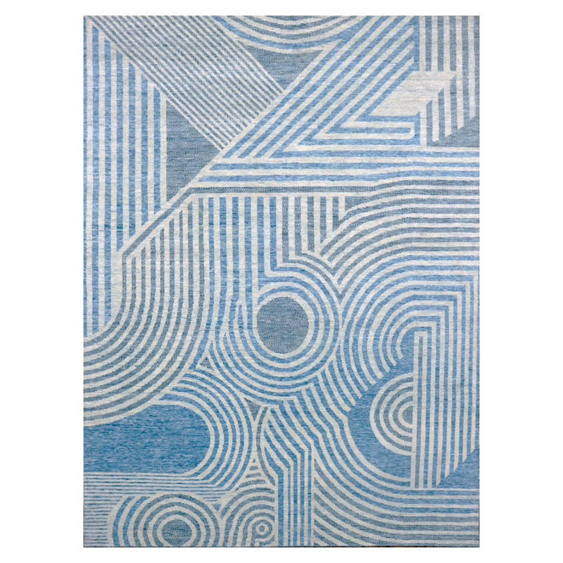 Velie One-of-a-Kind Rectangle 9'0" X 12'0" New Age Area Rug in Blue