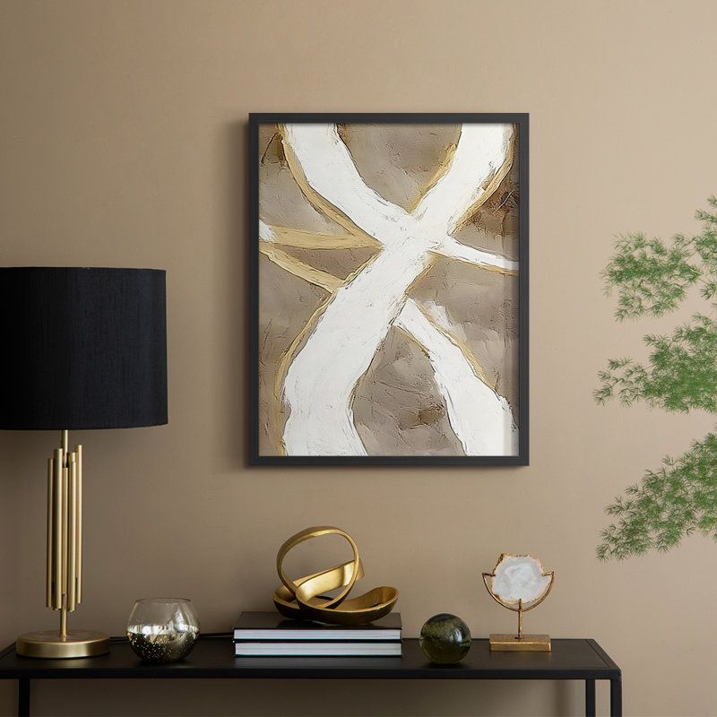 Impression abstraite encadrée «Cxxiv» - prête à être accrochée, H 10 po x P 8 po, Noir