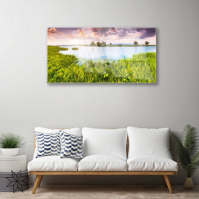 Nature Grass Lake - No Frame Print on Glass