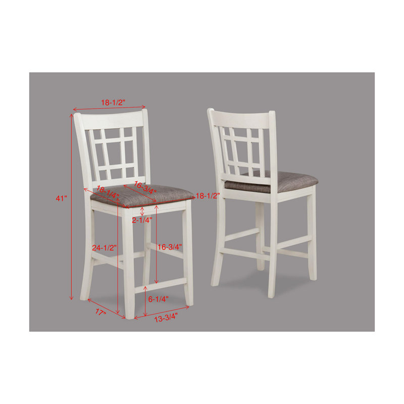 Mobilier de salle à manger en bois massif avec chaises de pub rembourrées à hauteur de comptoir 2 pièces, Gris, Crème, crème