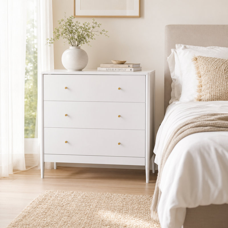 Commode 3 tiroirs Meuble de rangement compact convenant à la chambre à coucher, salon, entrée, petit espace, construction durable, tiroirs coulissants lisses, multi-scène, idéale pour le rangement