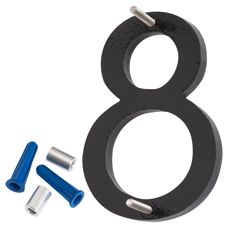 l 4 pi 5 po x Numéro de maison à fixation flottante, 8, Nickel satiné / noir