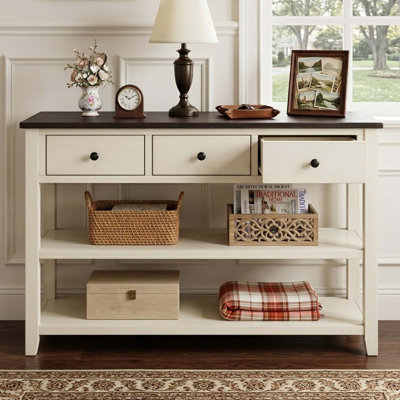 Buffet de style rétro Brysun de 50,01 po avec tiroirs et tablettes, pieds en bois pour le salon et l'entrée
