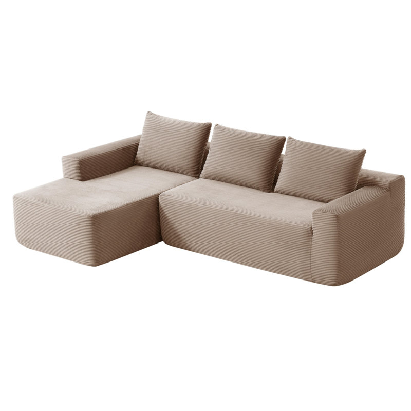 Canapé modulaire de 105 pouces avec fauteuil inclinable en forme de L, avec un design modulaire profond, un revêtement en velours côtelé et aucun assemblage requis.