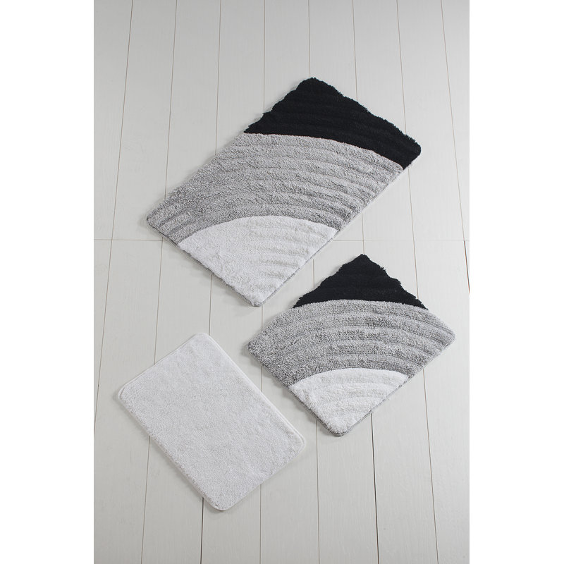 Luxurious Acrylic Bathmat Set (3 Pieces), Antibacterial Non-Slip | Includes 15.7 x 23.6 in, 19.7 x 23.6 in, 23.6 x 39.4 in | 100% Acrylic, Pile Height: 0.7-1.2 in | Machine Washable, Soft & Comfortable for Your Bathroom