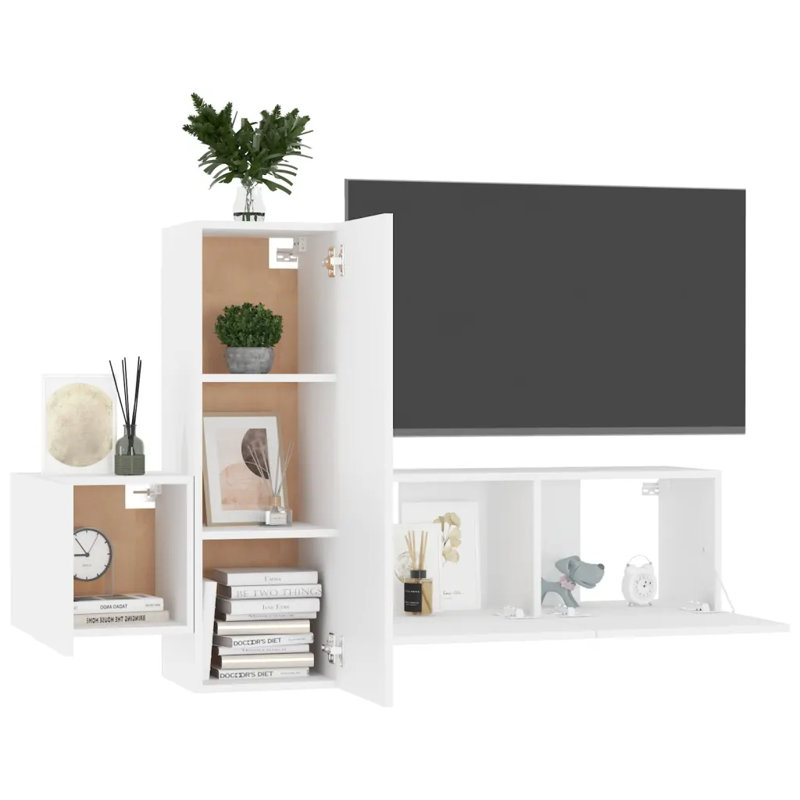 Axcell Unfinished Entertainment Centre for TVs up to 88", 30cm H x 30cm D x 80cm W, White