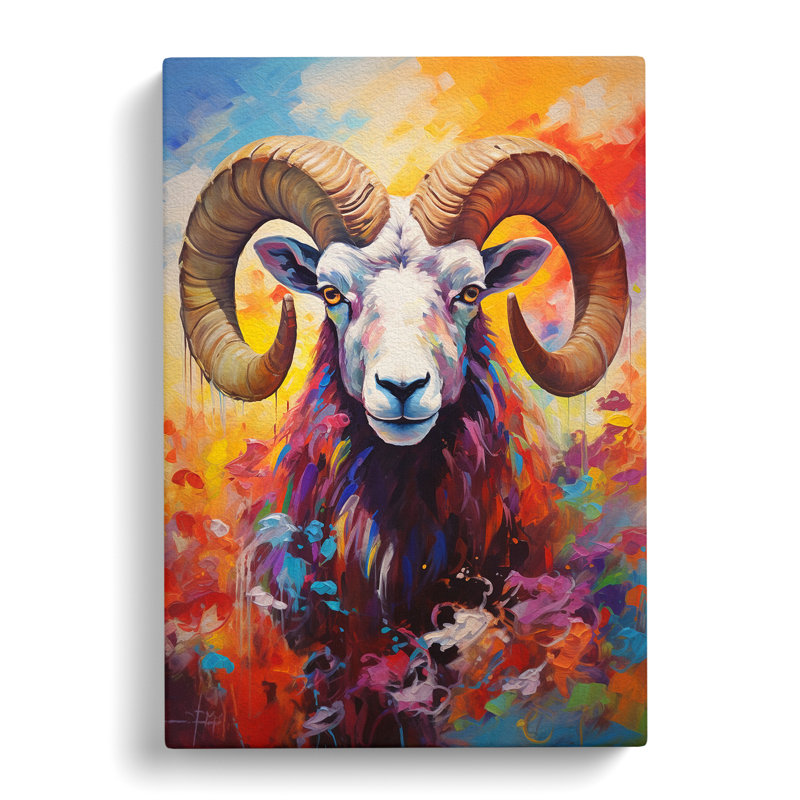 Ram Sheep Impressionism - Wrapped Canvas, 76cm H x 50cm W x 3cm D