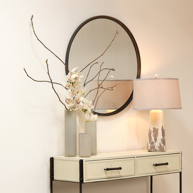 Nevado 50" Off-White Leather and Black Iron Console Table with Storage