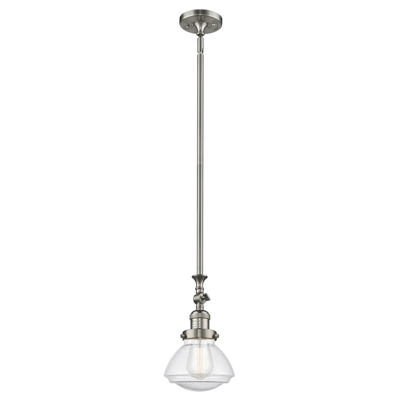 Luminaire suspendu simple à 1 lumière Chesterville, Grainé, Ampoule DEL 6 watts Vinage, Nickel satiné brossé