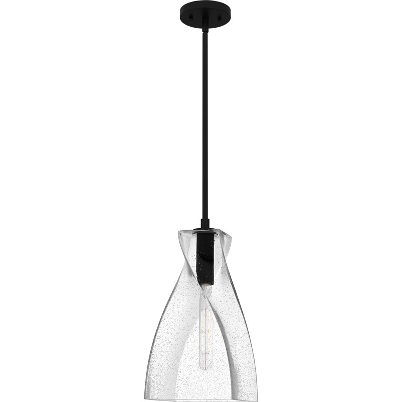 Stetson Matte Black Mini Pendant with Clear Seedy Glass