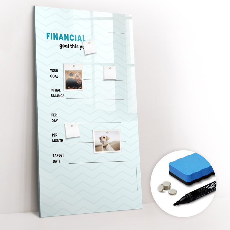 Magnetic Memo Board Whiteboard - 60 x 120 cm - With Marker and Magnets - Finance planner