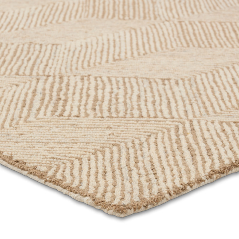 Tapis beige en laine / jute touffeté à la main de couleur unie Oisin, Rectangle de 10 pi x 14 pi
