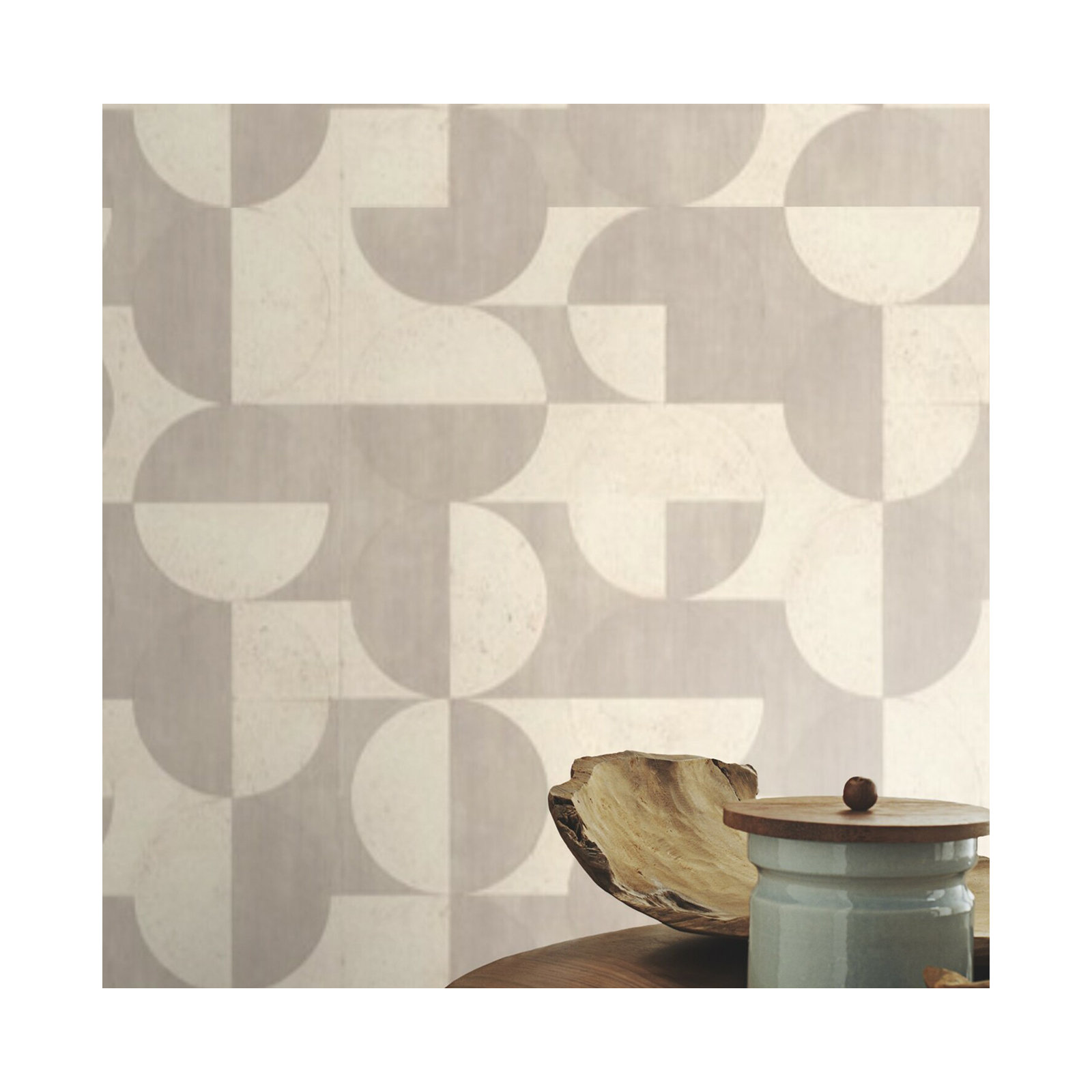 Mid-Century Geometric Wallpaper, Gray