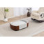 Style scandinave, lit pour chien surélevé, animal de compagnie, dossier en bois cintré, gris, lavable amovible, conception en noyer ventilé de grande taille, assemblage facile
