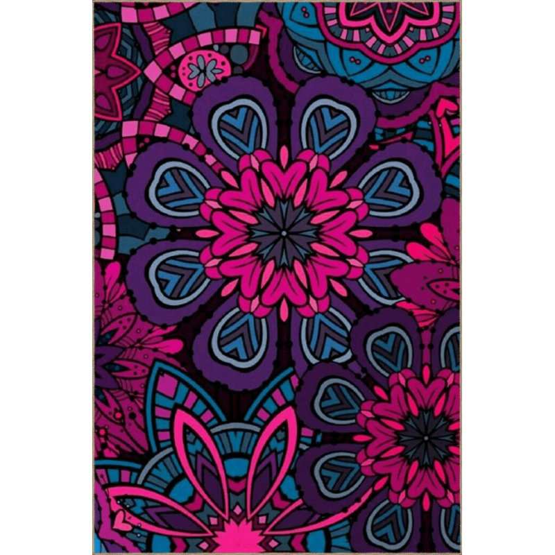 Tapis décoratif moderne à motif floral abstrait à motif floral, Rectangle 2 pi 4 po x 4 pi