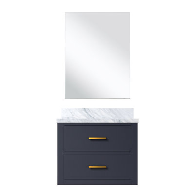 Meuble-lavabo simple bleu - 24 po L 18 po x P 18 po Comptoir en acrylique et miroir