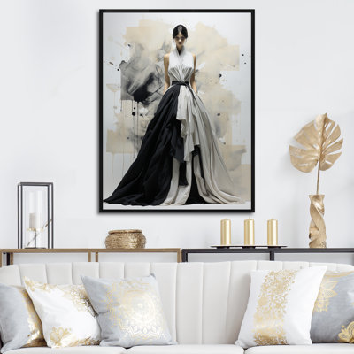 Minimaliste noir et blanc chic, robe II - art mural Dior