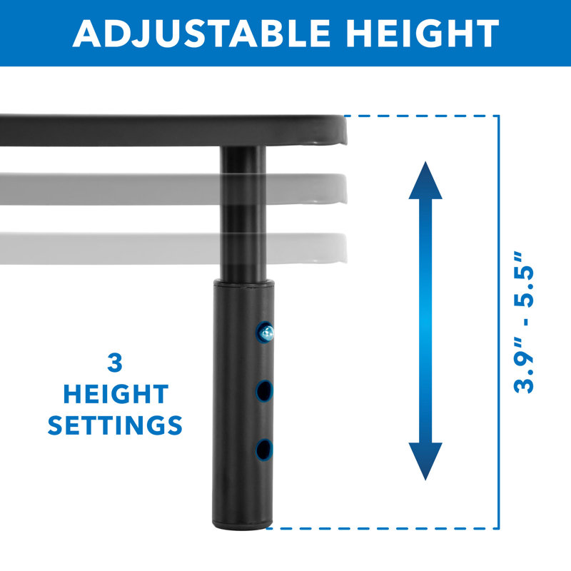 Mount-It! Height Adjustable Corner Monitor Stand, Screen Riser, Ergonomic Space Saving Design, Black